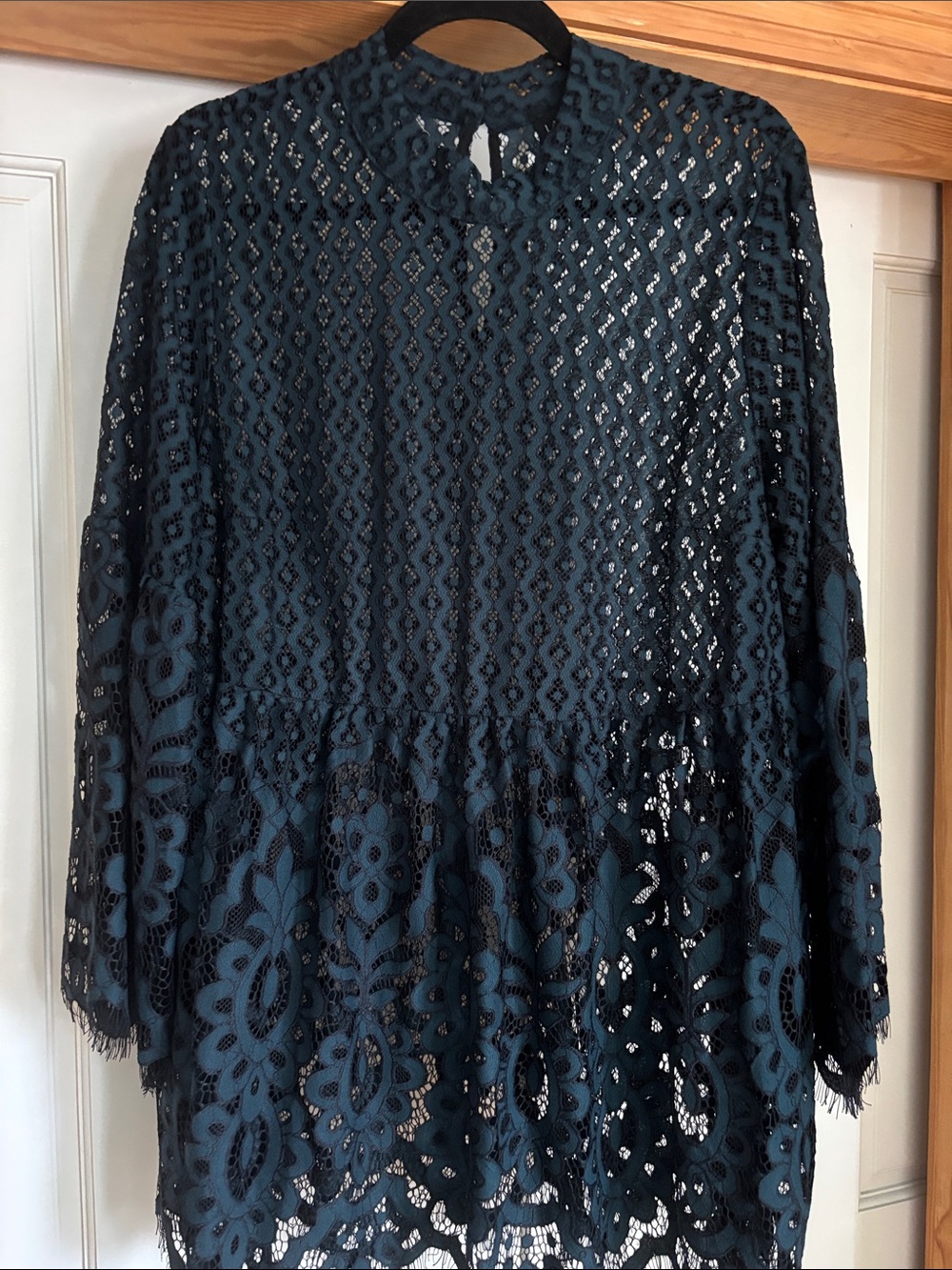 Lane Bryant Teal with Black Peplum Tunic Size 16
